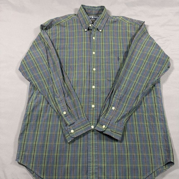 Ralph Lauren Other - Ralph Lauren M Big Shirt Mens Green Plaid Vintage Cotton Oxford Button Down